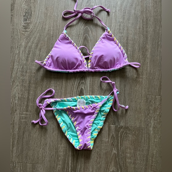 BECCA Camille side tie reversible bikini set size xs - Picture 6 of 10